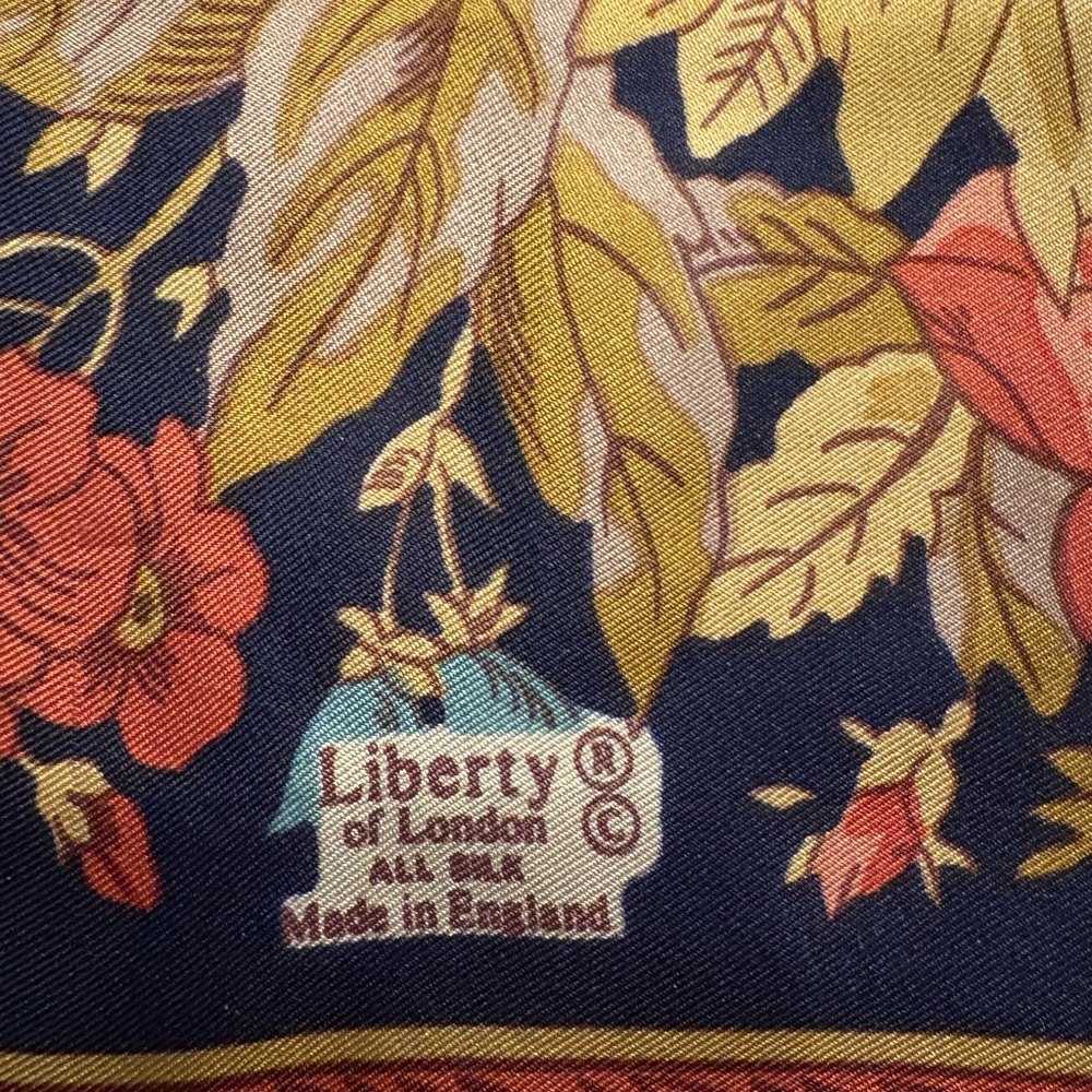 Liberty of London Floral Silk Scarf in Red, Gold, and Blue - Picture 4 of 6